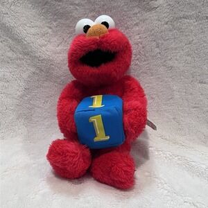 NANCO Sesame Street Elmo Holding #1 Block 13" Plush Stuffed Animal Toy FAIR